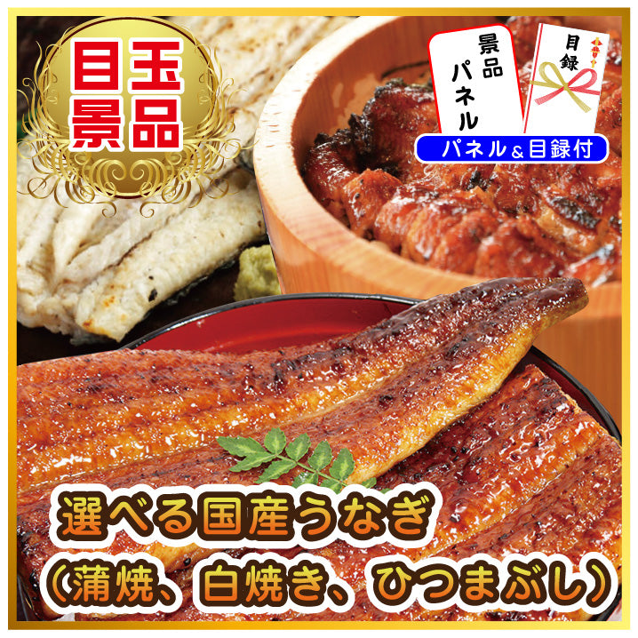 景品 3種から選べるうなぎが目玉!お米、ラーメン、ジョーク品の4点セット