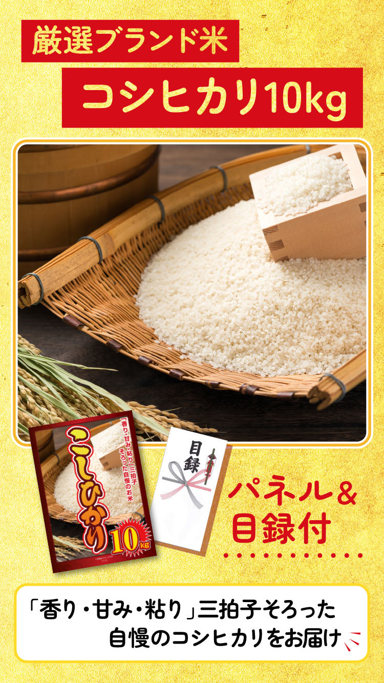 景品 コシヒカリ10kgを目玉にした、家電やふぐ刺しなどの6点セット (KY-183r1)