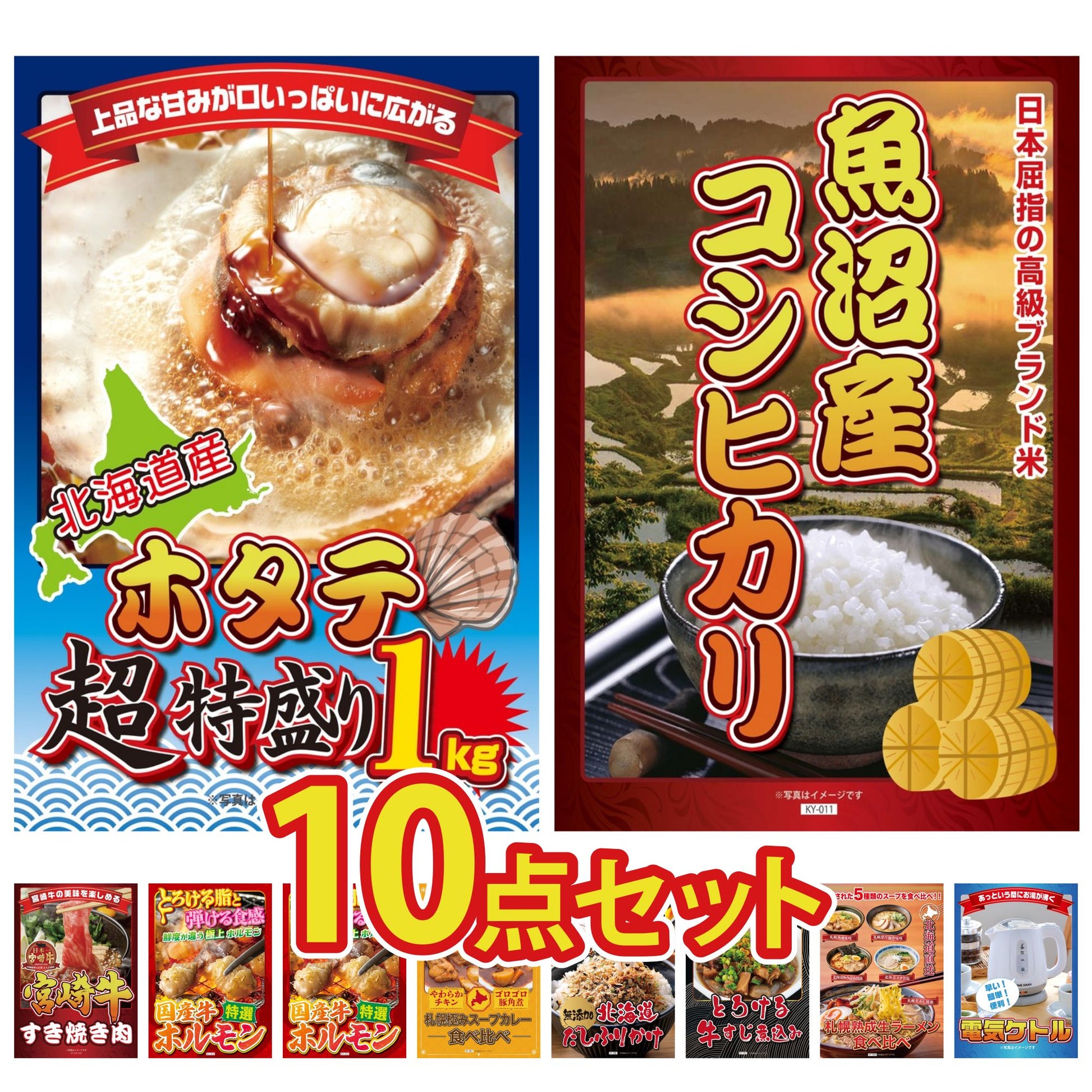 北海道 ホタテ片貝(1kg)10点セット