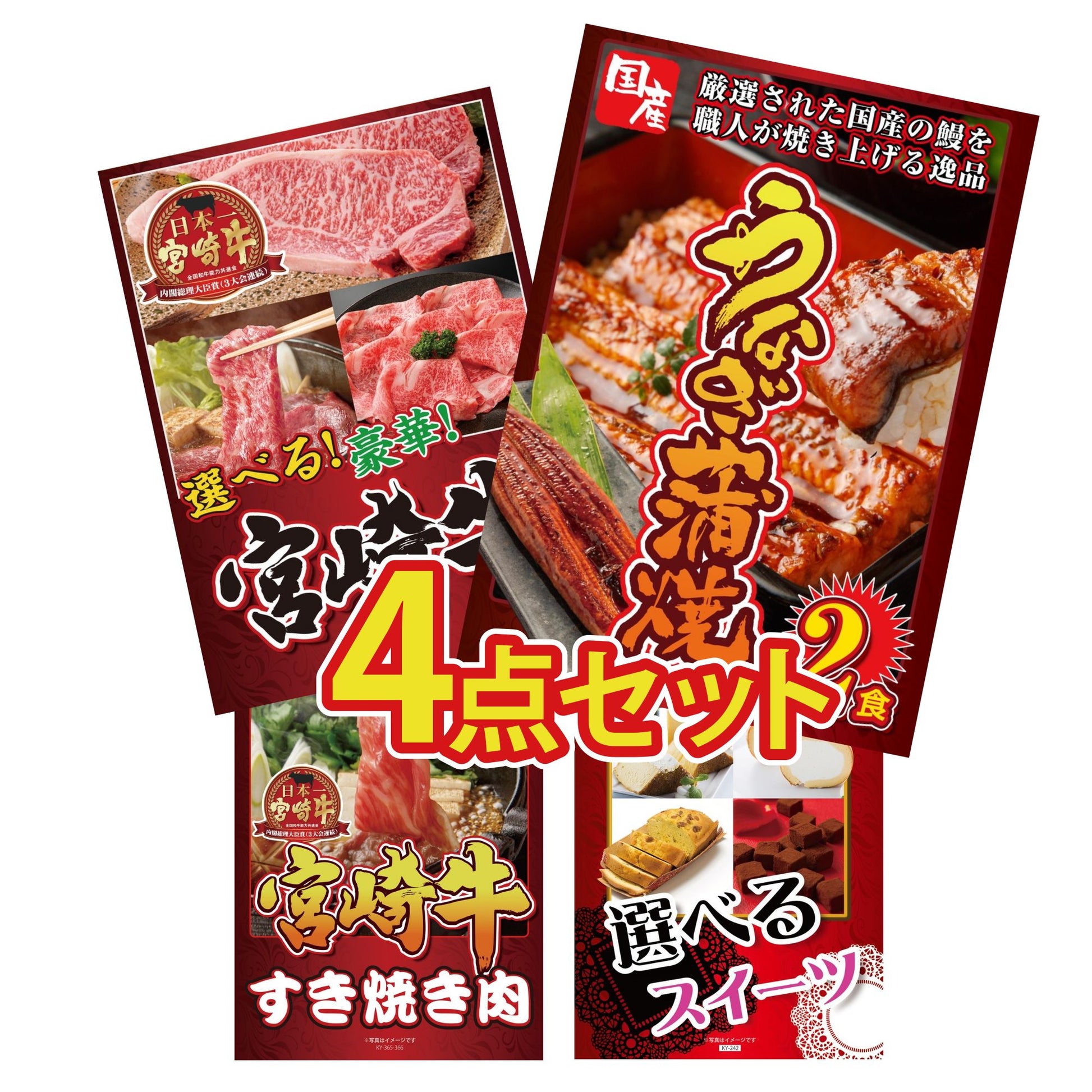 国産 うなぎ蒲焼(120g×2) 4点セット(KY-305)
