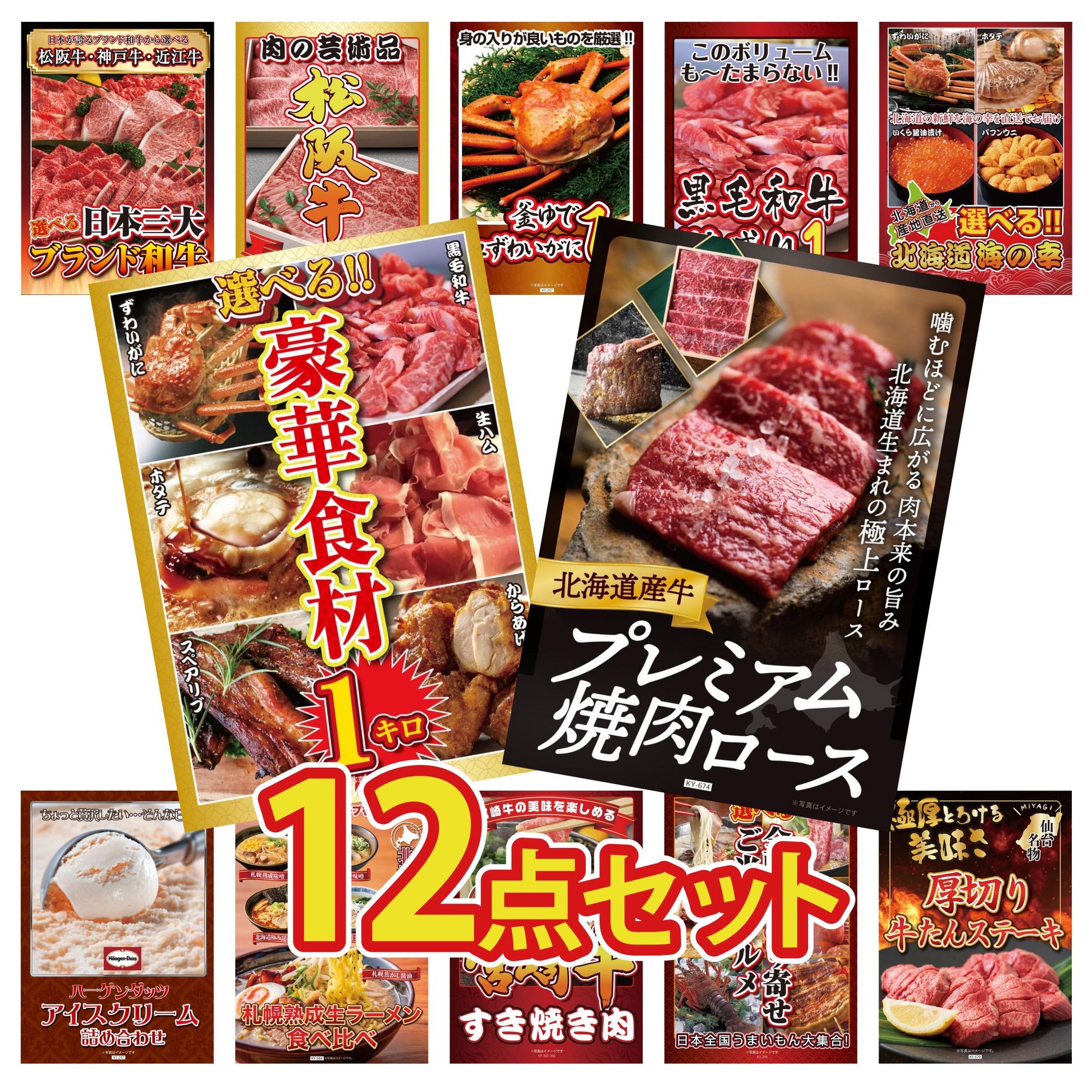北海道産牛プレミアム焼肉ロース 12点セット(KY-674i1)