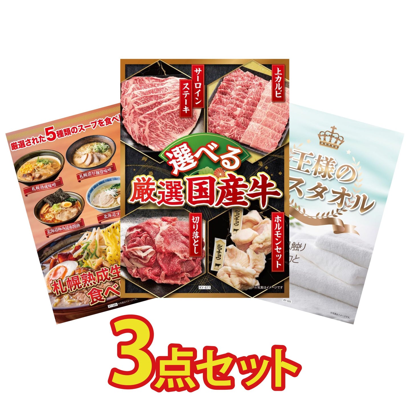 【低価格帯】選べる厳選国産牛含む3点セット