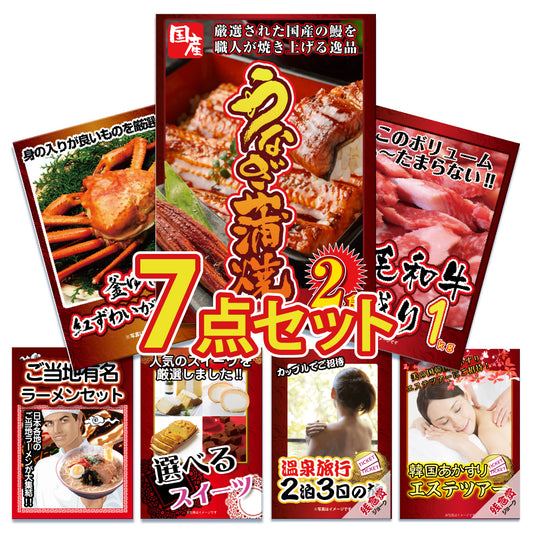 国産うなぎの蒲焼き2食が目玉！紅ズワイガニ、和牛など5点セット